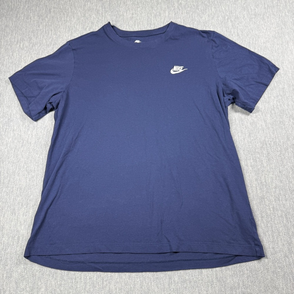 Nike T-Shirt Men XL Blue Solid The Nike Tee Cotton Short Sleeve Swoosh Logo Top